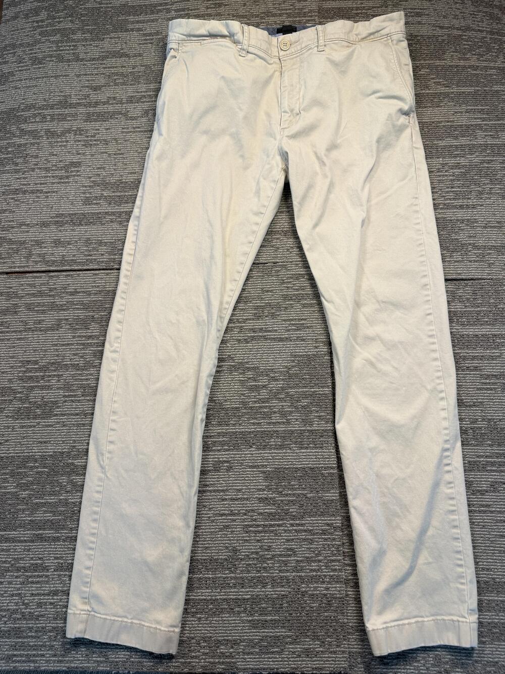 J.Crew Pants Mens 33x32 Beige Chino Flat Front Straight Leg Casual Cotton